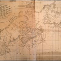 1777 nautical map titled "The Coast of Nova Scotia & New England New York, New Jersey, the Gulph and River of St. Lawrence". Coasts and rivers are outlined in black, with black text and grid lines on beige paper.